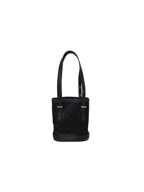 Louis Vuitton Monogram Satin Little Bucket Handbag Leather Black Silver